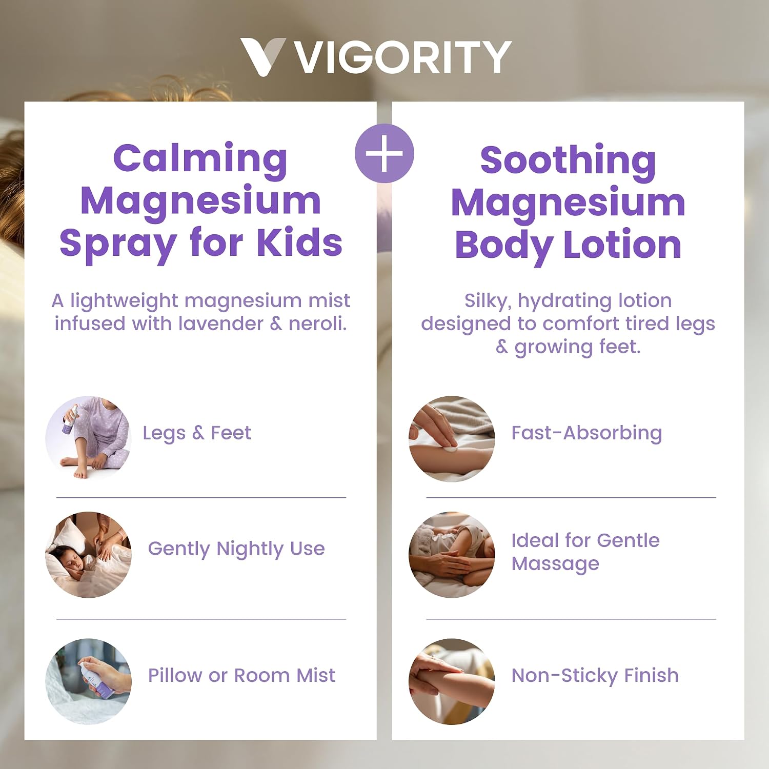 Kids magnesium lotion & magnesium sleep spray set - calming lavender magnesium oil spray for kids bedtime + soothing body lotion for nighttime legs & feet comfort, aromatherapy lavender & neroli - view 4