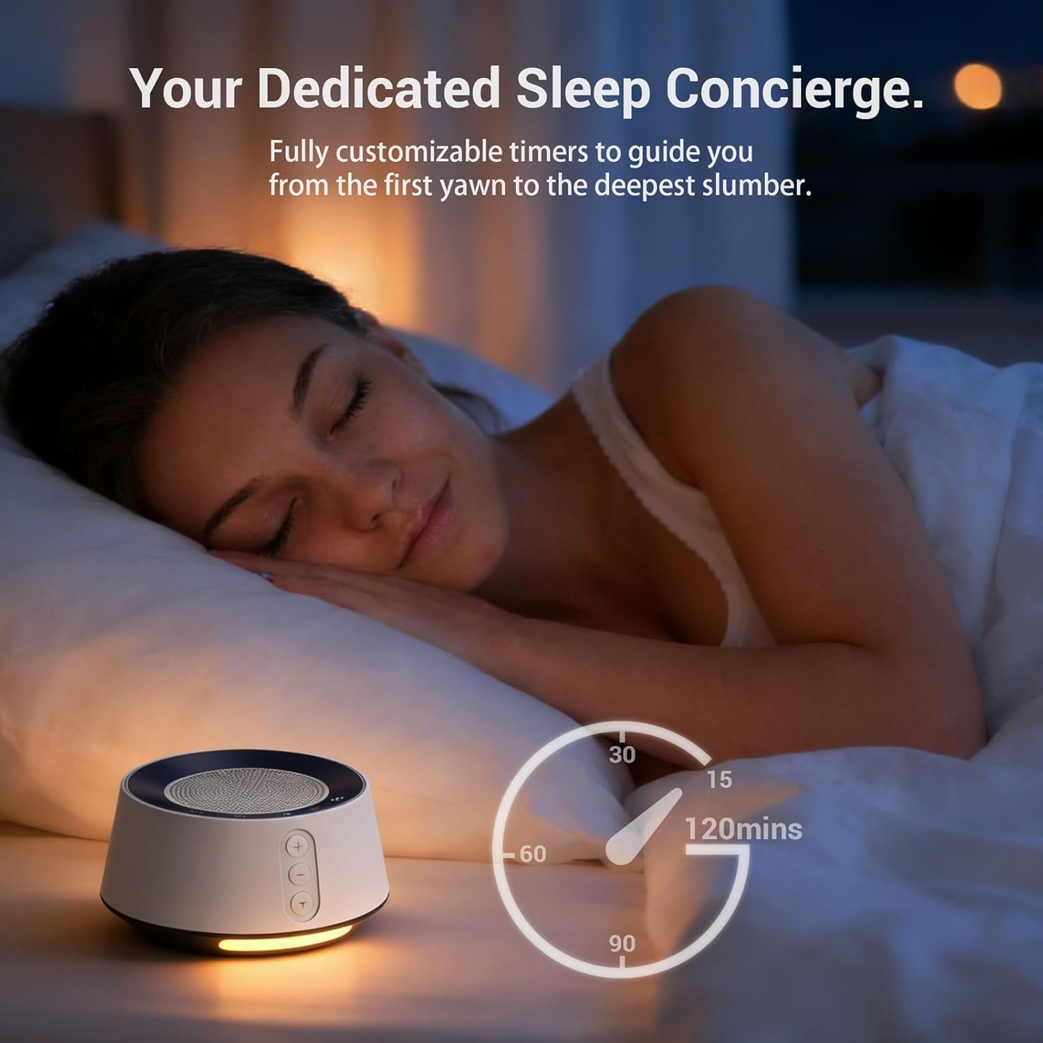 White noise sound machine with 20 soothing sounds, 10 colors night light sleep machines home office travel, 5 timers and memory feature sound machine for nursery baby kids adults (white) - view 4