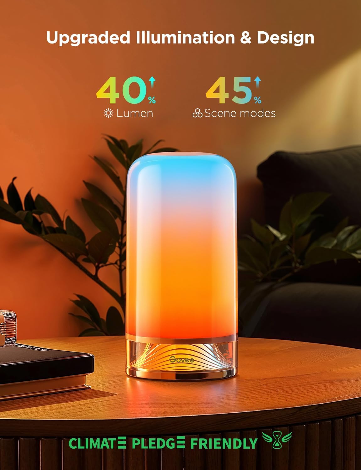 RGBIC smart table lamp 2, touch bedside small table lamp (corded) | LED desk lamp compatible with SmartThings, Matter, Alexa, nightstand lamp for bedroom living room night light, 64 scene modes - view 2