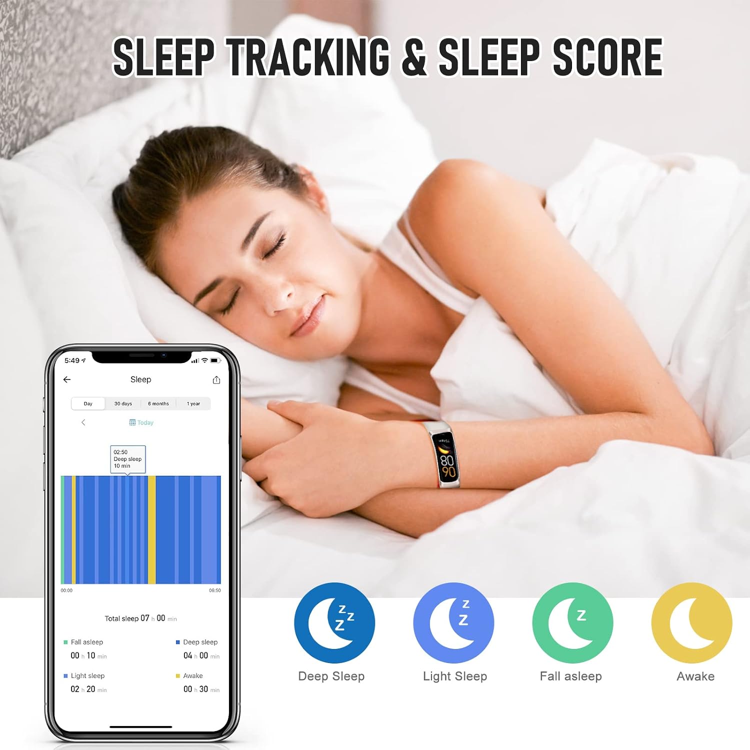 Fitness tracker with 24/7 heart rate blood pressure blood oxygen sleep monitor, 1.10'' AMOLED touch screen smart watches, activity trackers health calories pedometer for women men - view 4