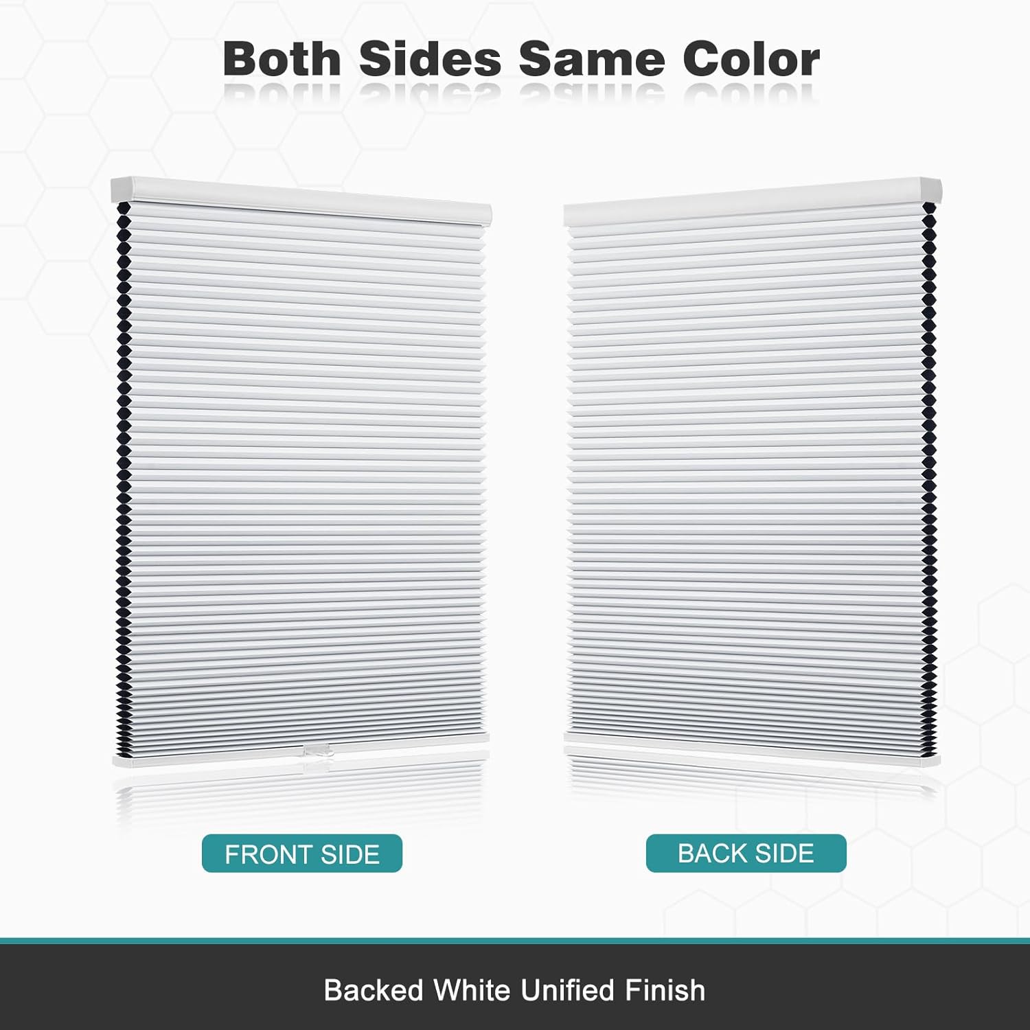 Cordless Cellular Shades,Blackout Honeycomb Shades for Windows,Pull Down Pleated Blinds,Easy to Install for Indoor Windows and French Doors,White(Blackout),34" w x 64" h - view 6