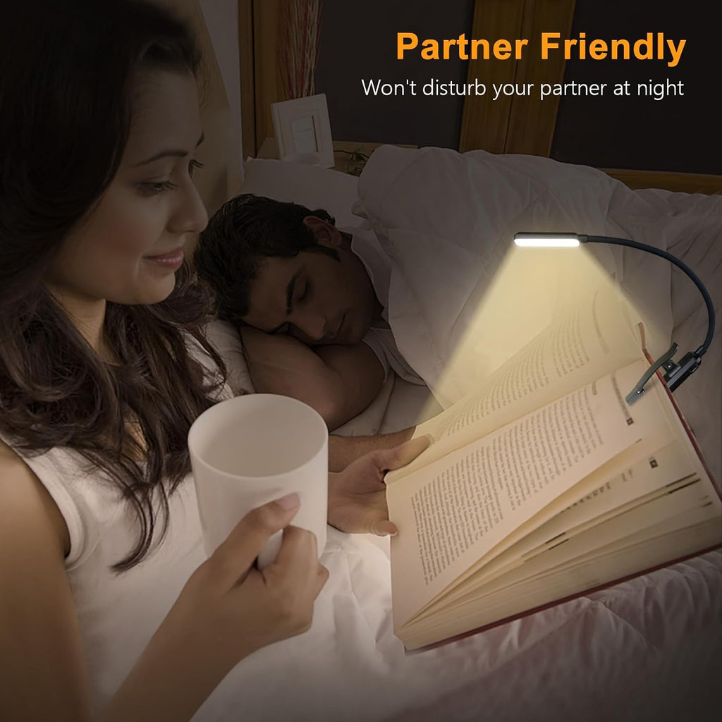 9 LED Rechargeable Book Light for Reading in Bed | Eye Caring 3 Color Temps,Stepless Dimming Brightness,80 Hrs Runtime Small Lightweight Clip On Book Reading Light for Studying - view 6