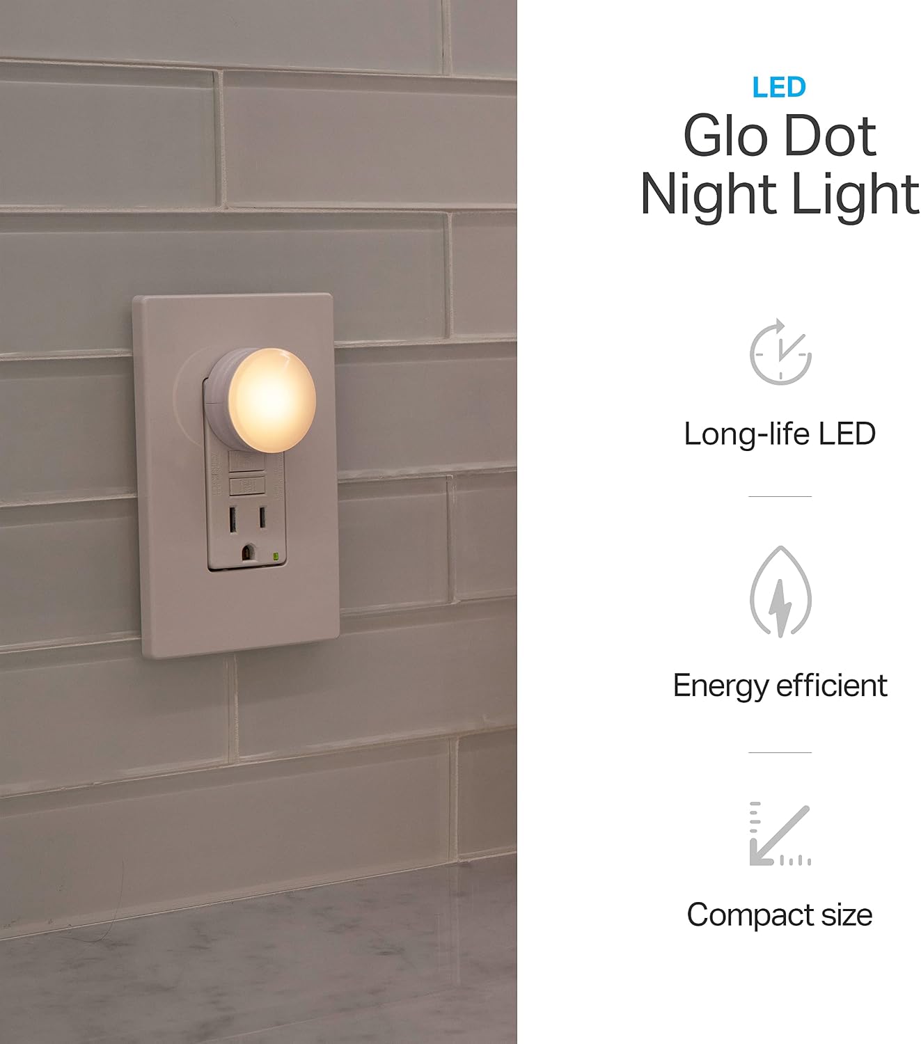 Mini LED Night Light, Plug-In, Dusk to Dawn Sensor, Warm White, Compact, UL-Certified, Ideal for Bedroom, Bathroom, Nursery, Hallway, Kitchen, 45176, 1 Pack, 6 Count | Warm White 3000K Light, Night Lights Plug Into Wall for Bedroom, Bathroom, and Nursery, - view 3