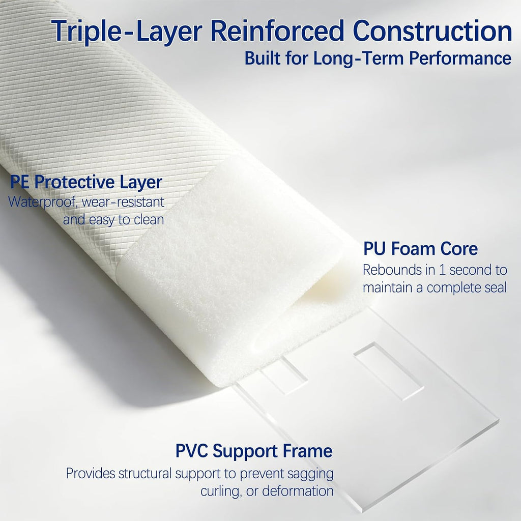 V-Shaped Weather Stripping for Doors and Windows,Large Gap Door Seal Strip | Foam Window Draft Stopper with Adhesive,Door Soundproofing Window Insulation for Winter,Fits 0.2"-0.45" Gaps (9.8',White) - view 7