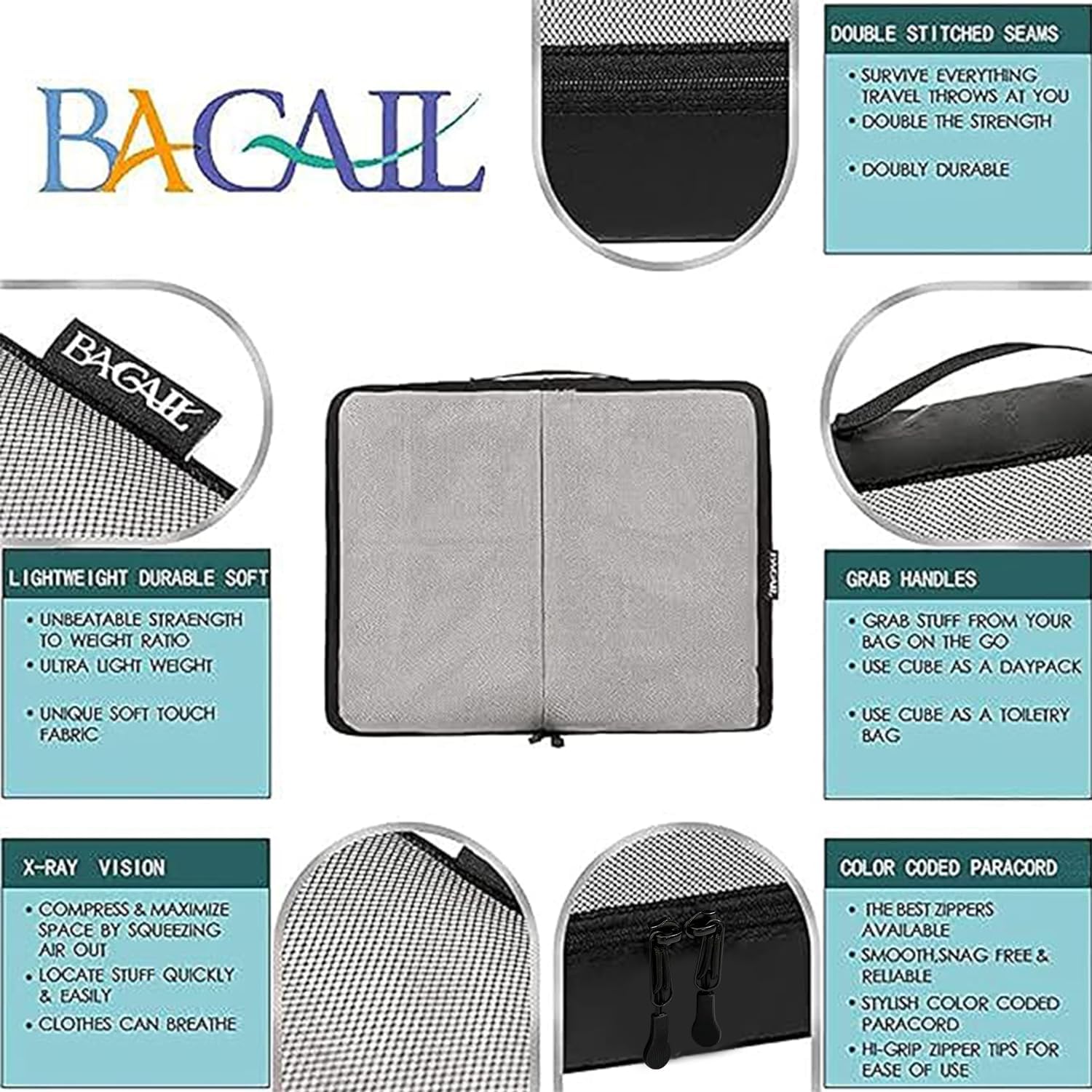 6 set packing cubes, travel luggage packing organizers - view 4