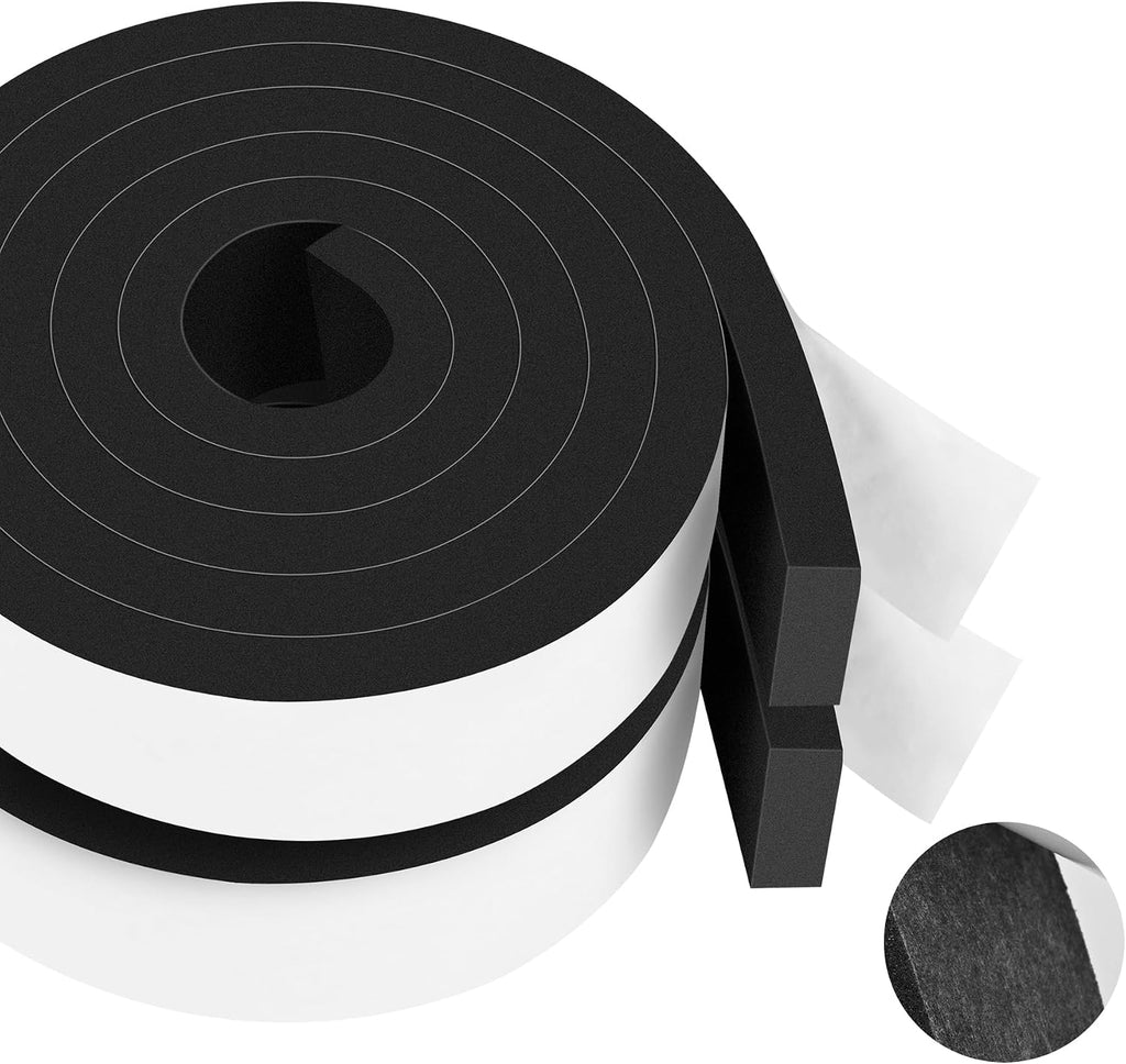 66Ft Foam Tapes Self Adhesive Foam Seal Strips 1/2In x 1/8In x 33.1Ft Each Roll Weatherstrips High Resilience Weather Stripping Door Seals for Door Soundproofing, Window Insulation (2R, White) - view 8