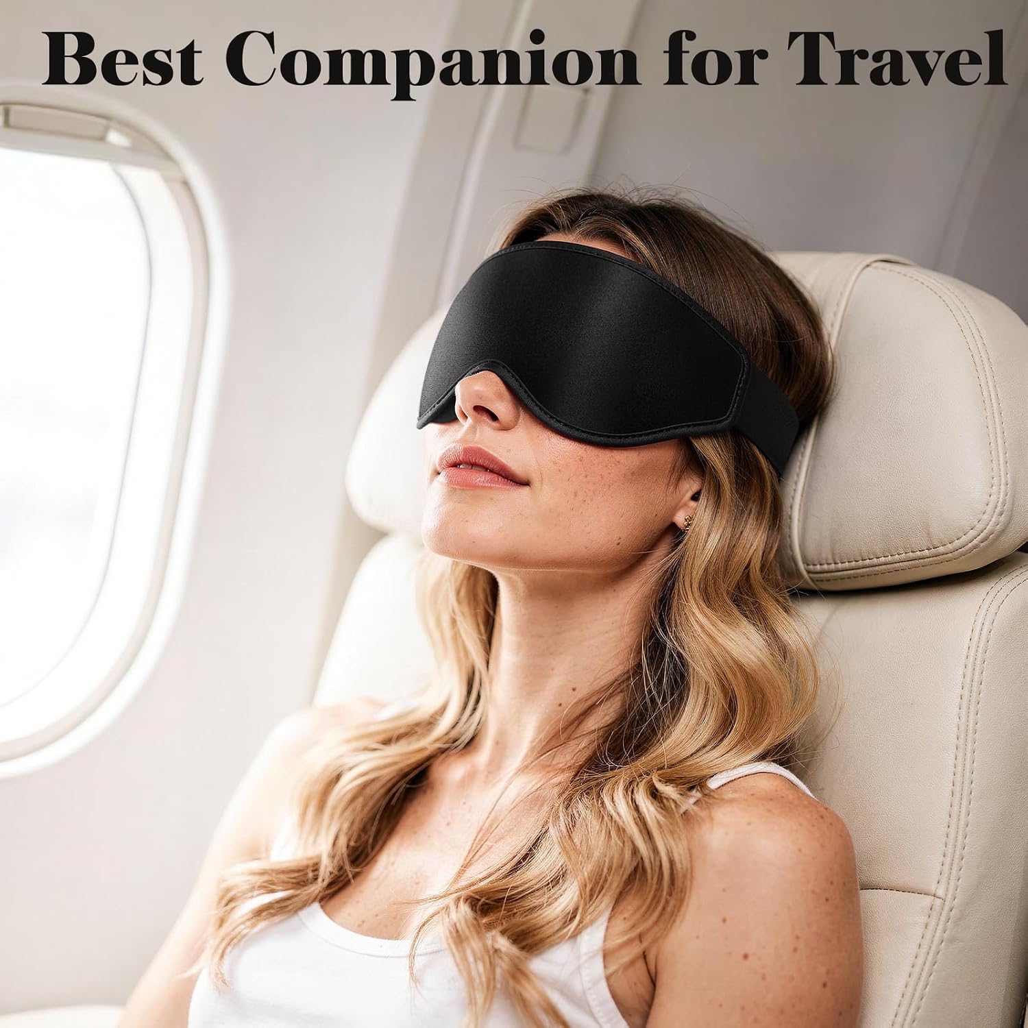 3D Eye Mask Sleep Mask for Men & Women, 100% Pressure-Free & Light Block-Out Eye Mask for Sleep with Easy Adjustable Strap, Night Eye Cover for Travel, Black - view 7