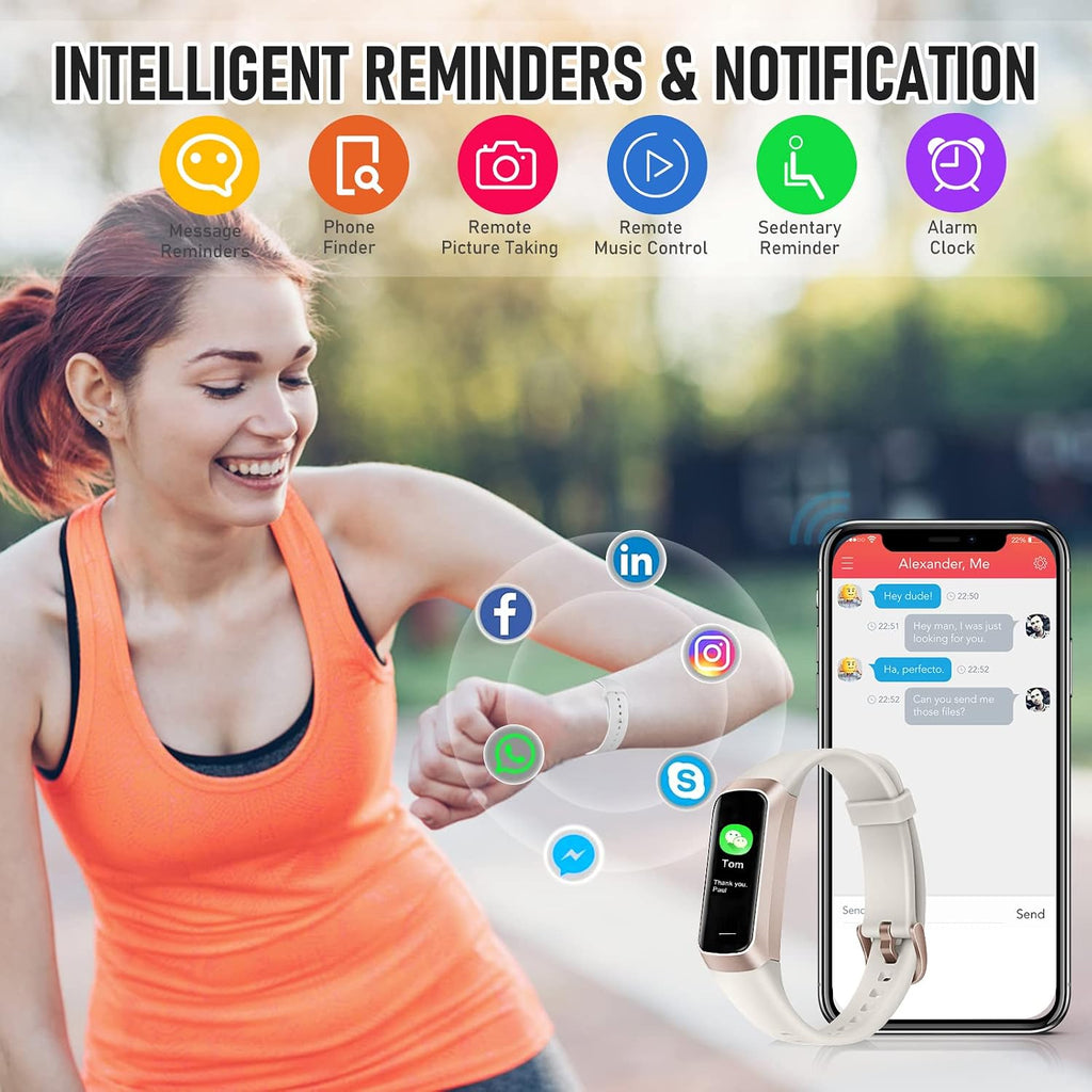 Fitness tracker with 24/7 heart rate blood pressure blood oxygen sleep monitor, 1.10'' AMOLED touch screen smart watches, activity trackers health calories pedometer for women men - view 6