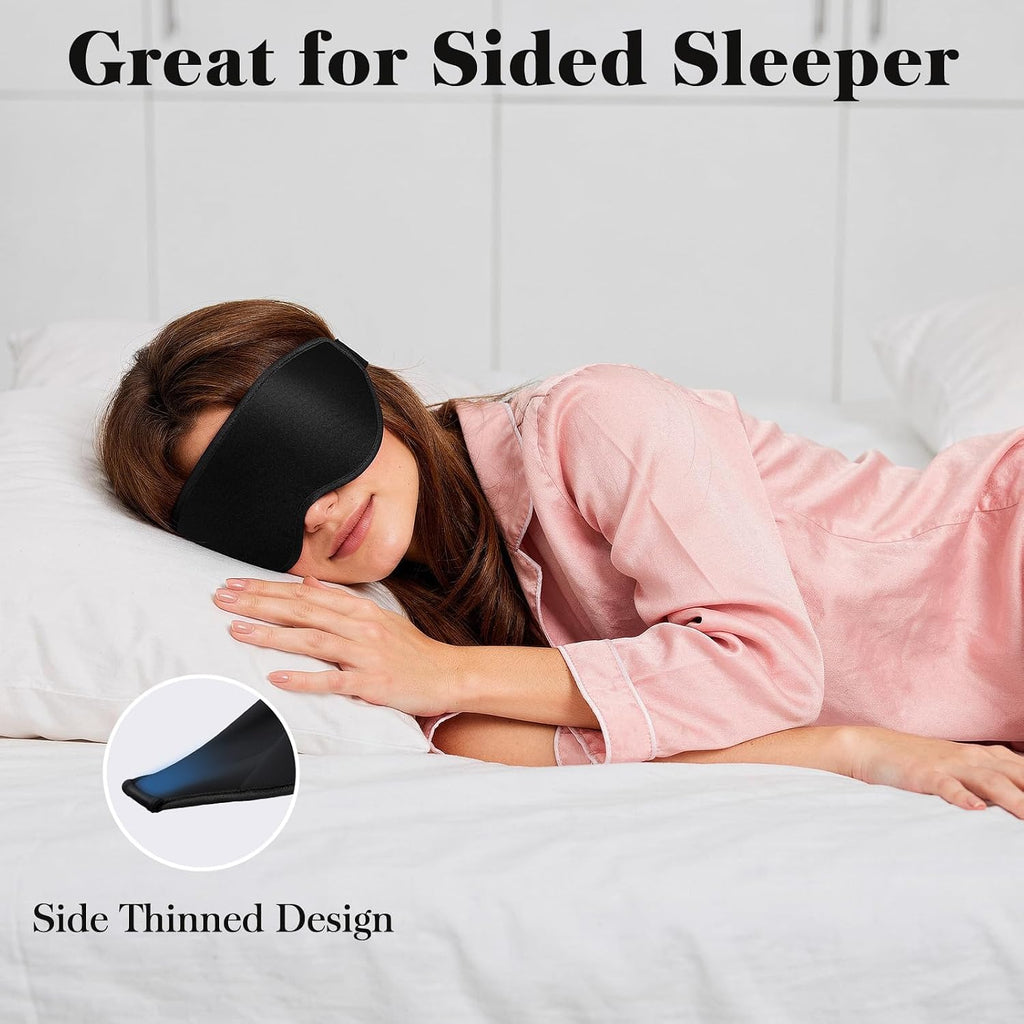 3D Eye Mask Sleep Mask for Men & Women, 100% Pressure-Free & Light Block-Out Eye Mask for Sleep with Easy Adjustable Strap, Night Eye Cover for Travel, Black - view 6
