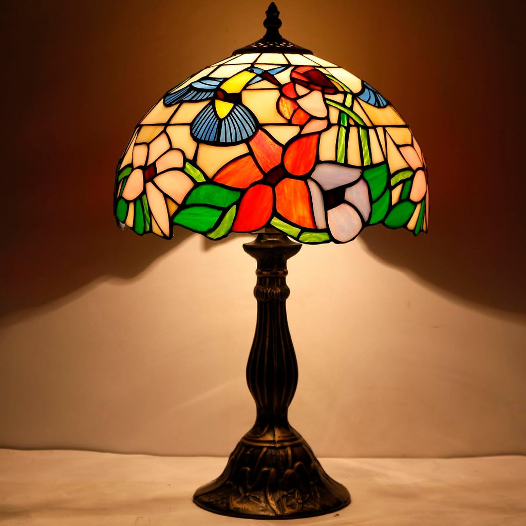 Tiffany Lamp Stained Glass Lamp Hummingbird Bedside Table Lamp | Desk Reading Light 12X12X18 Inches Decor Bedroom Living Room Home Office S101 Series Style - view 3