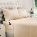 King Size Sheets Set - 4 pcs Breathable Cooling Sheets - up to 21" Extra Deep Pocket King Sheet Set with Side Pockets - Extra Soft 100% Brushed Hypoallergenic Hotel Luxury Bedding, Wheat | up to 21" Extra Deep Pocket King Sheet Set with Side Pockets - Ext