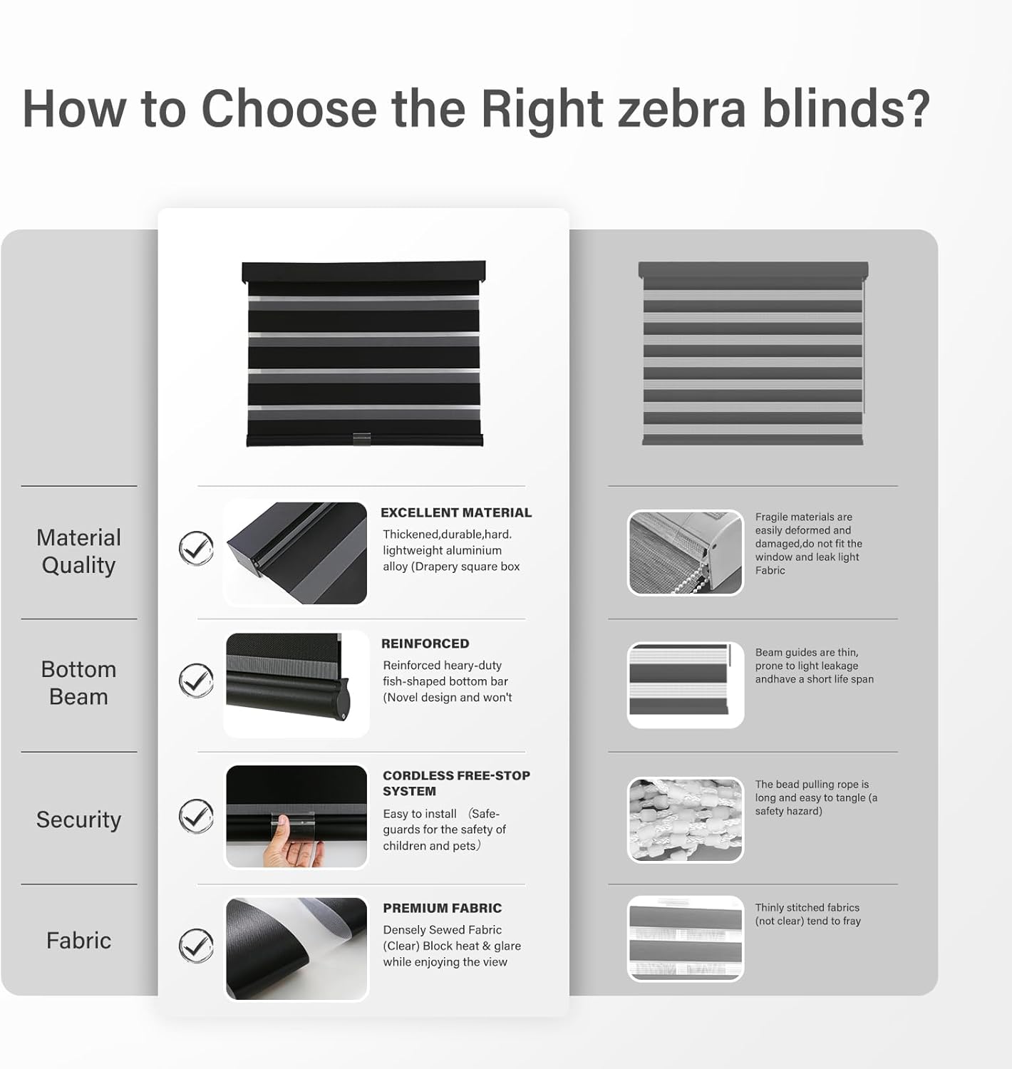 Cordless Zebra Blinds for Indoor Windows, 15" W x 72" H, Black | Light Filtering Roller Window Shade, Dual Layer Light Control for Day & Night, Pull Down Blind Easy Install, Child & Pet Safe - view 5