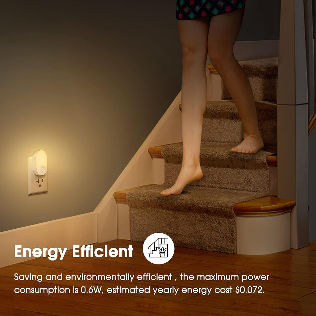 LED night lights plug into wall, [2 pack] LED dimmable night light | light sensors, 30/60LM adjustable brightness nightlights, soft white 3000K automatic night light for kids, hallway - view 7