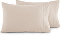 Luxury Ultra-Soft 2-Piece Pillowcase Set - 1500 Premium Hotel Quality Microfiber Double Brushed - Wrinkle Resistant, Standard/Queen, Cream/Tan
