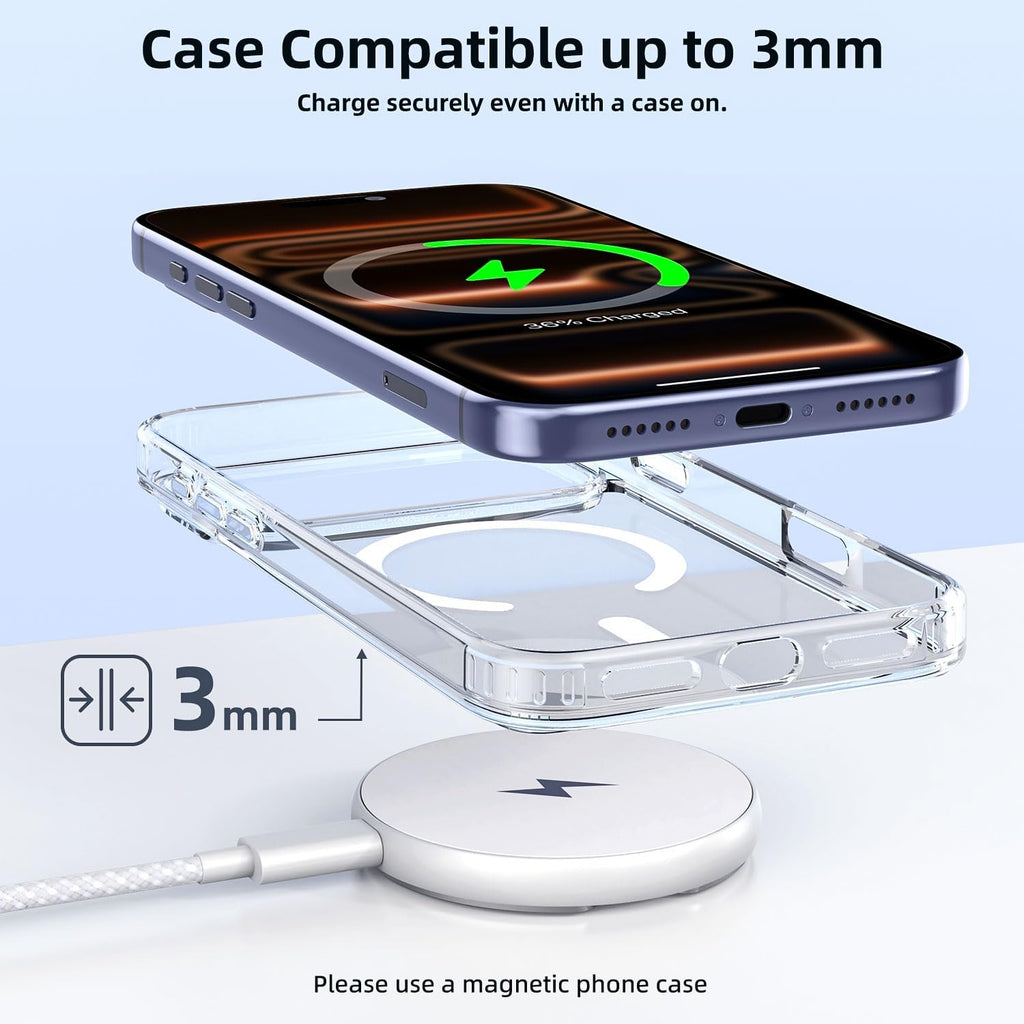 2 in 1 magnetic wireless charger pad & stand for iPhone 12-17 (all series) with 6.6ft USB-C woven charging cable - view 8