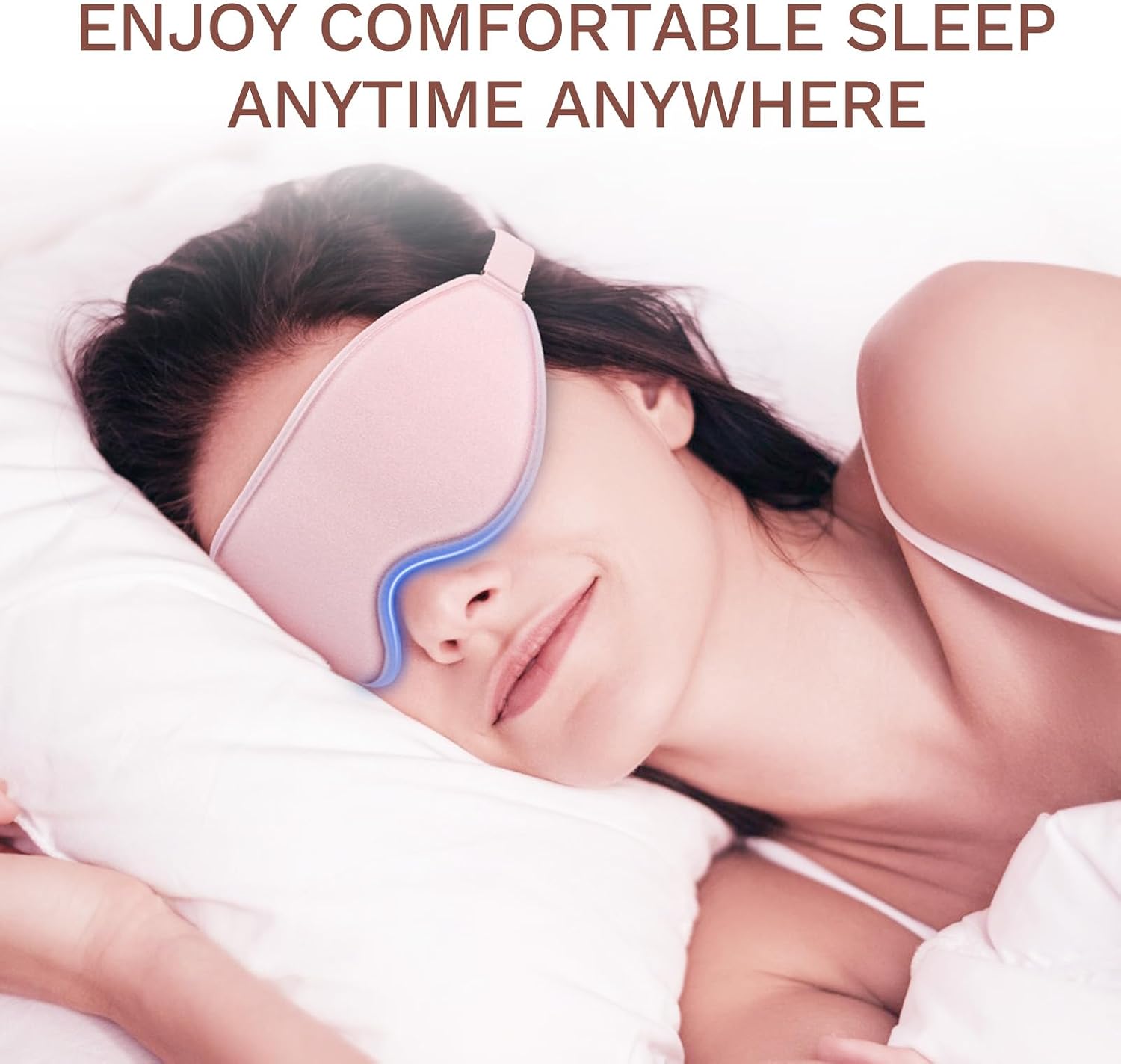 99% Fully Block Out Light Eye Sleep Mask, 3D Deep Contoured Eyes Cover Zero Pressure, Long Lash Extension Eyes Mask with Adjustable Straps for Sleeping Travel Home Nap Rest Women Men (Pink) - view 7