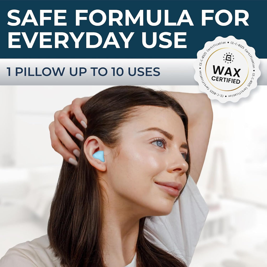 Silicone sleeping ear plugs - 30 wax moldable ear plugs for sleeping noise cancelling for swimming, sound blocking level 32 dB, color: blue - view 6