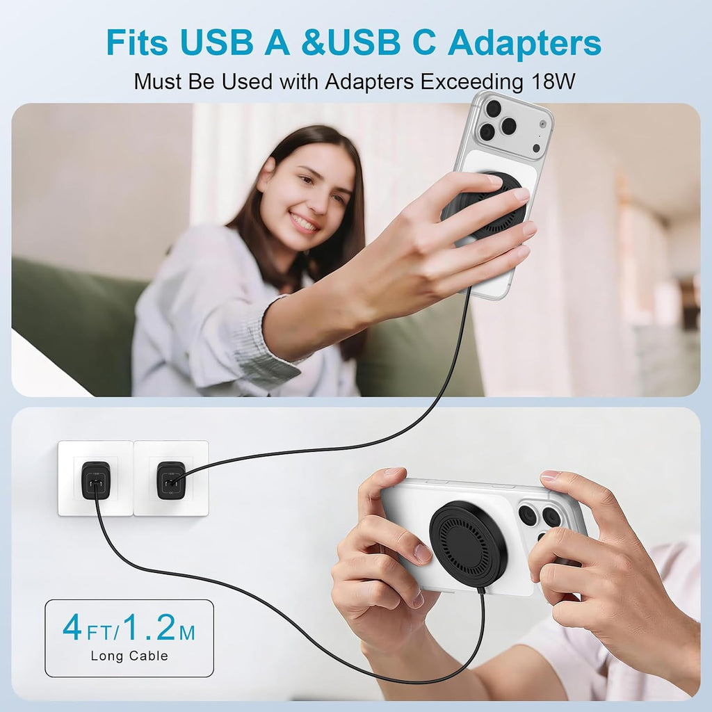 Magnetic charger wireless charger 15W fast charging pad | USB-C/A Magsafe wireless charger pad for Android Samsung Galaxy S26 S25 S24 iPhone 17e 17 16e 16 15 Pro Max AirPods Pro 4-2 - view 7