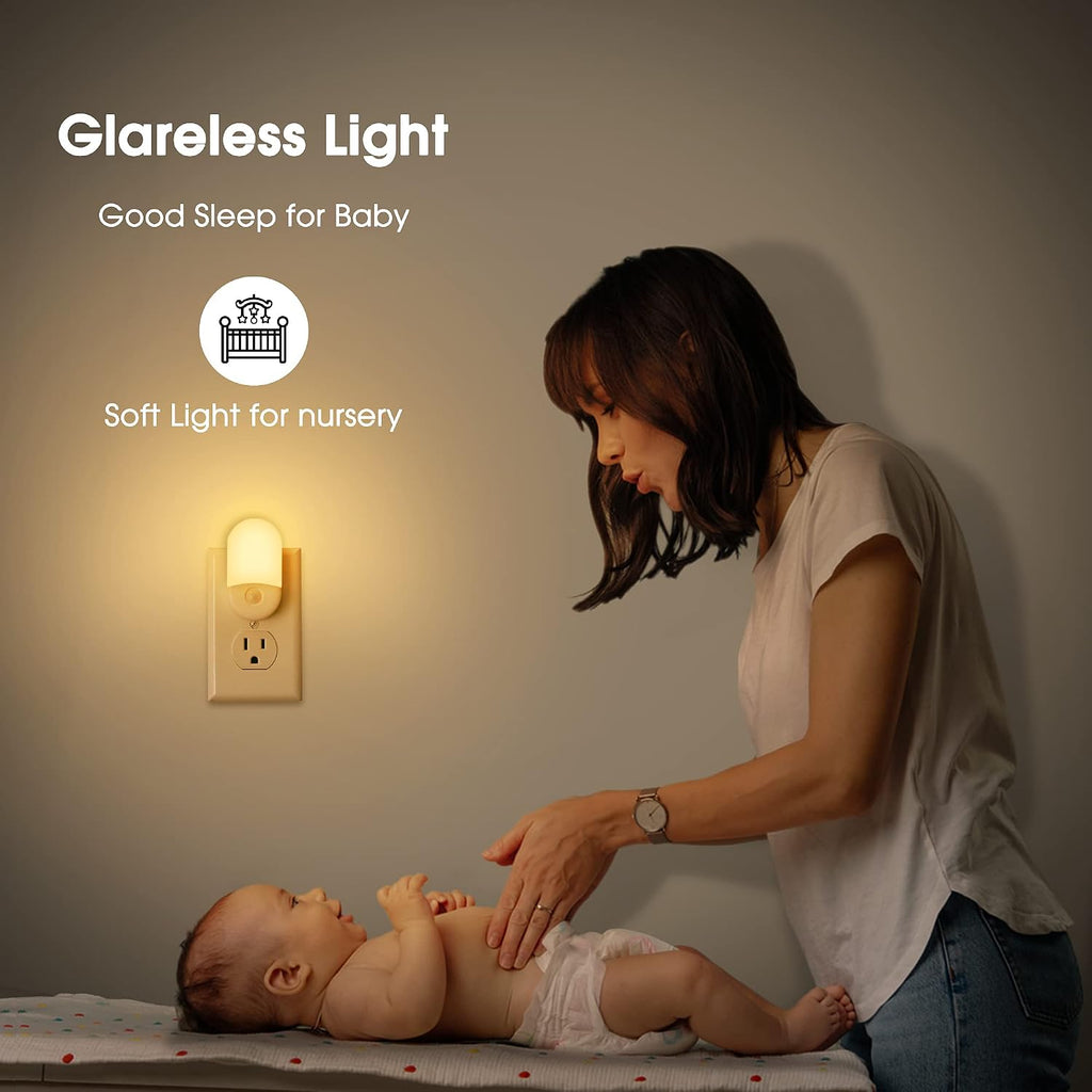 LED night lights plug into wall, [2 pack] LED dimmable night light | light sensors, 30/60LM adjustable brightness nightlights, soft white 3000K automatic night light for kids, hallway - view 3