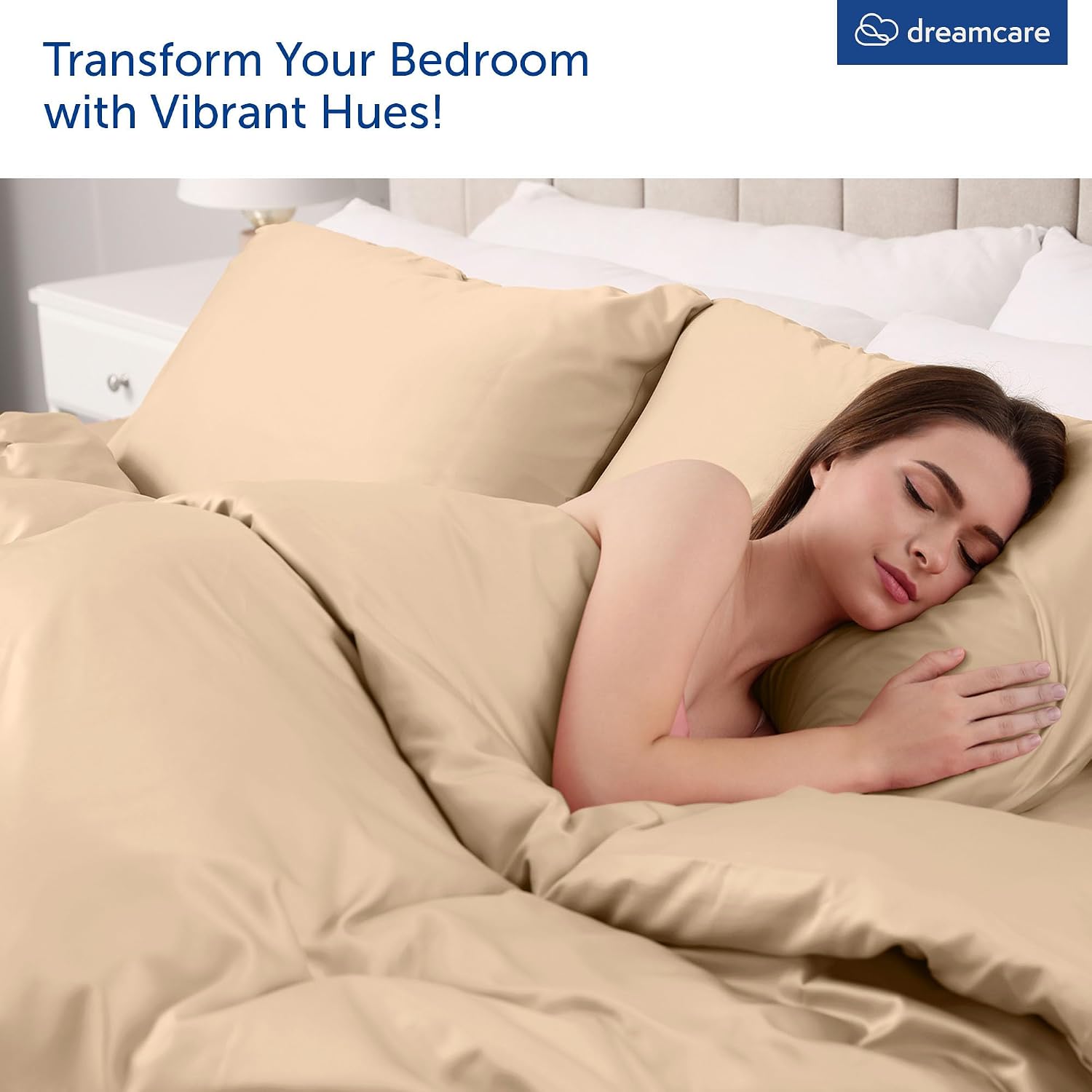 King Size Sheets Set - 4 pcs Breathable Cooling Sheets - up to 21" Extra Deep Pocket King Sheet Set with Side Pockets - Extra Soft 100% Brushed Hypoallergenic Hotel Luxury Bedding, Wheat | up to 21" Extra Deep Pocket King Sheet Set with Side Pockets - Ext - view 4