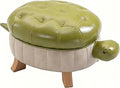 Animal Footstool Turtle Upholstered Ottoman PU Leather Pouf Wood Foot Stool Rest for Living Room Bedroom Sofa Bench Seat Chair, Grass Green, Large