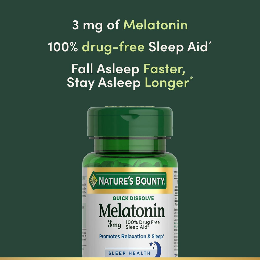 Melatonin, Promotes Relaxation & Sleep, 100% Drug Free Sleep Aid, 3 mg, 120 Quick Dissolve Tablets - view 3