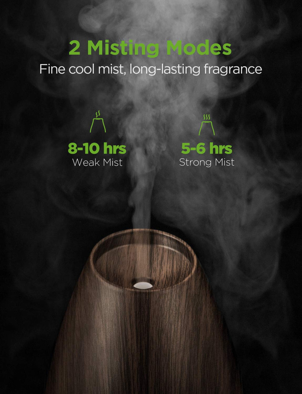 Essential Oil Diffusers, 400ml Aromatherapy Diffuser for Essential Oils Cool Mist Humidifier with 4 Timer Adjustable Mist Waterless Auto-Off for Home Office Bedroom, Brown Wood Grain - view 4