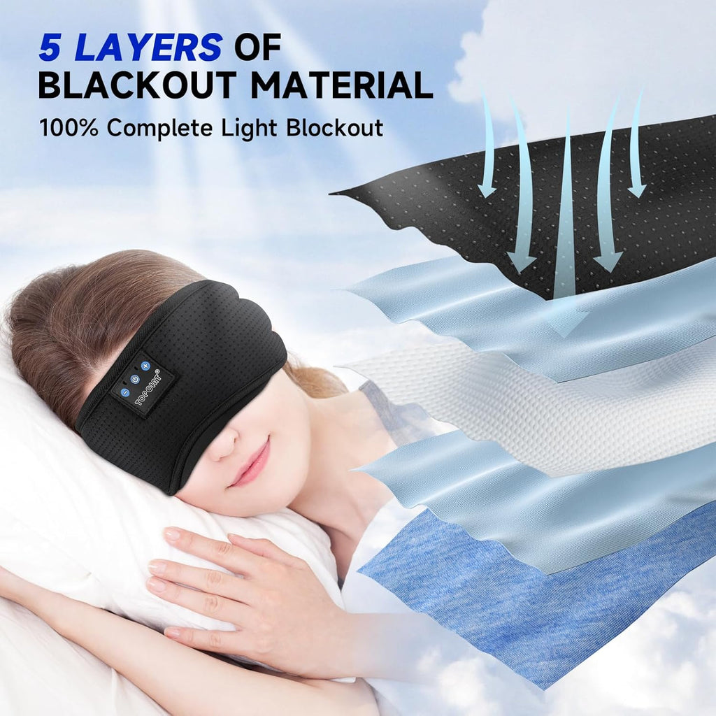 Sleep Mask Headphones Bluetooth Wireless 5.4, Breathable Cotton Eye Mask for Sleeping Side Sleepers Travel Music Headsets with Microphone Handsfree Men Women - view 2