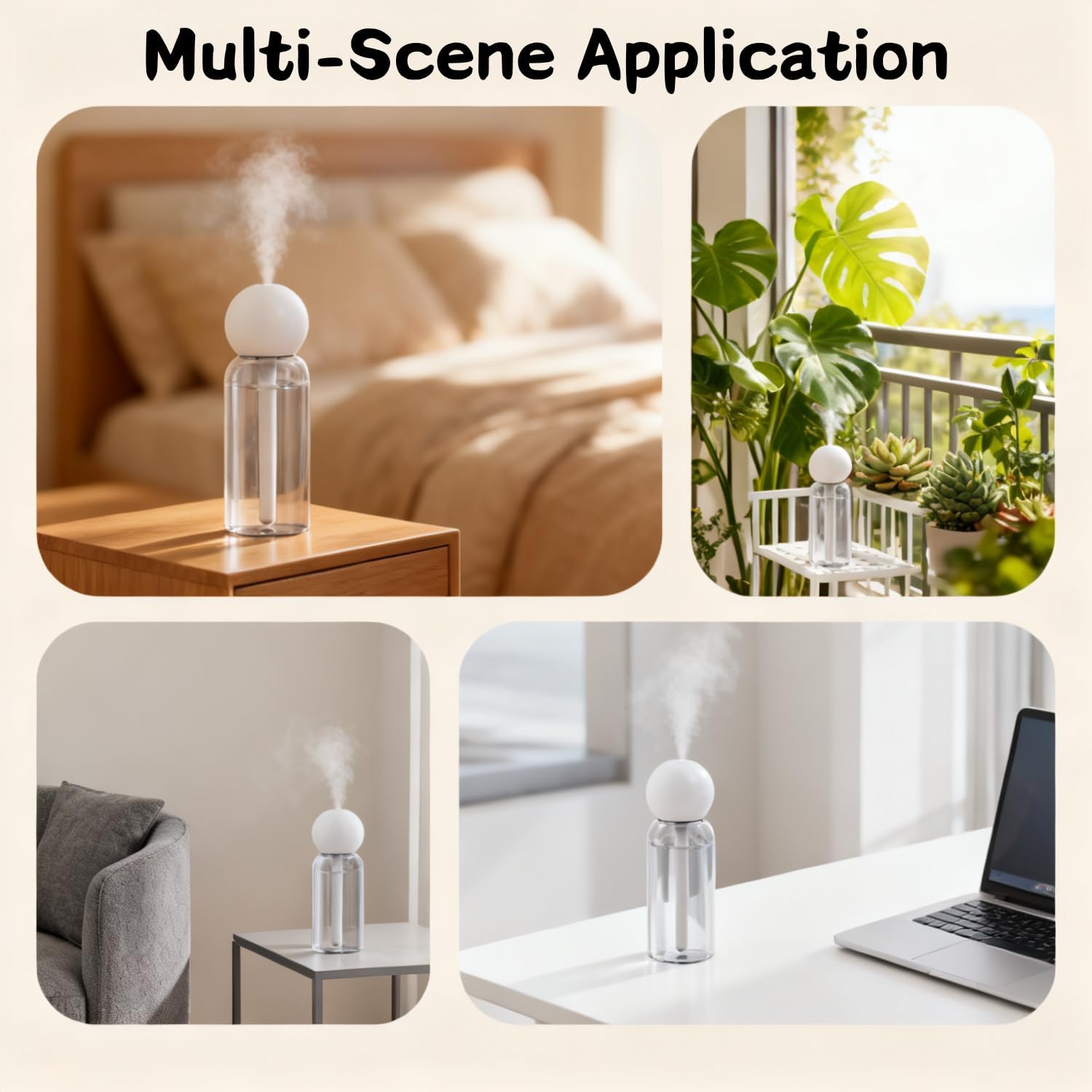 Small Humidifier for Bedroom - Portable Mini Cool Mist Humidifier for Desk, Car & Travel, 220ml Compact Humidifier for Plants Indoor, Quiet Operation, Auto Shut-Off, Adjustable Mist Modes - view 6