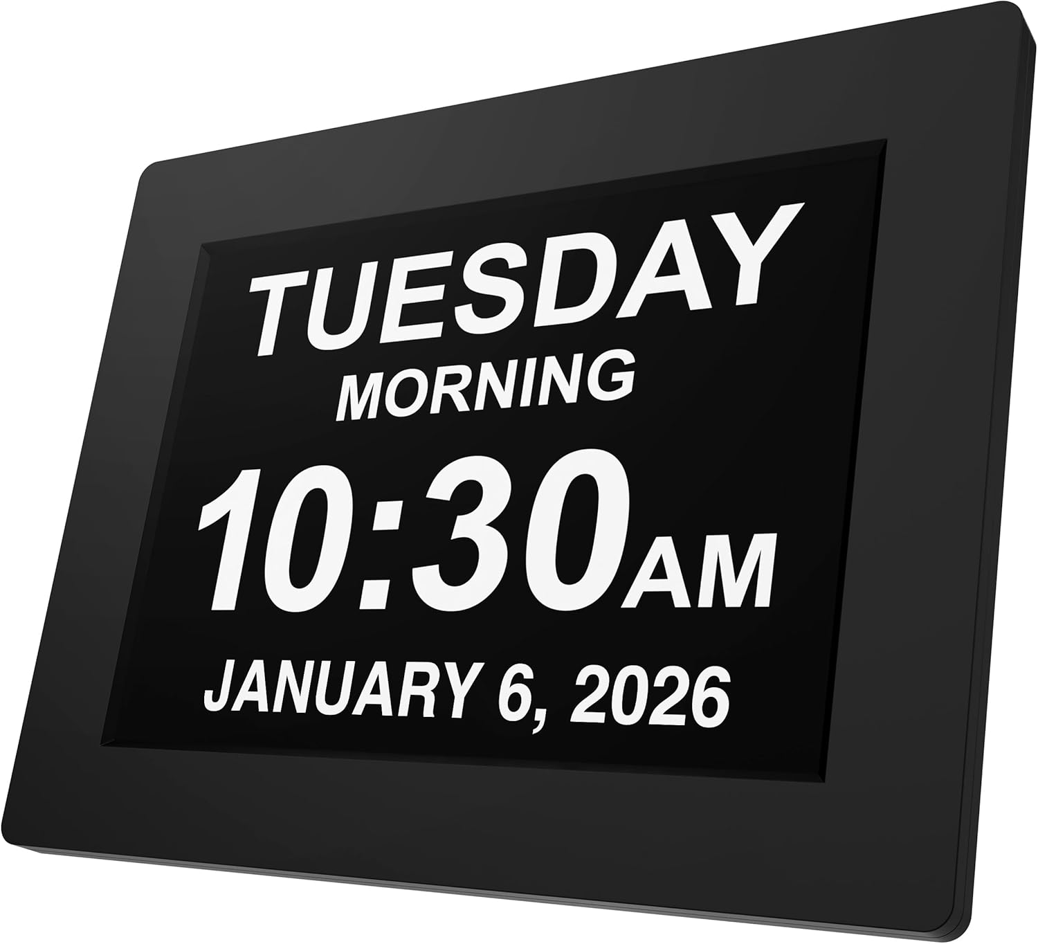 Large digital clock for seniors, large display with custom alarms, calendar clock with day & date for elderly, clear numbers dementia digital clock black