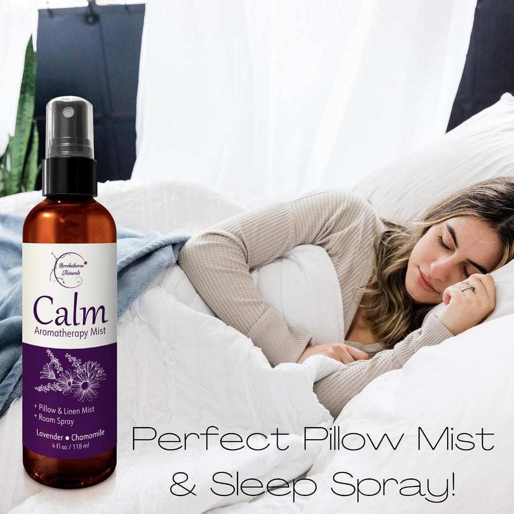 Calm Aromatherapy Mist | Lavender Pillow Spray 4oz | Lavender & Chamomile Essential Oil room, linen & bed spray | Calming scent for Relaxation & Sleep | Paraben-free, made in USA - view 2