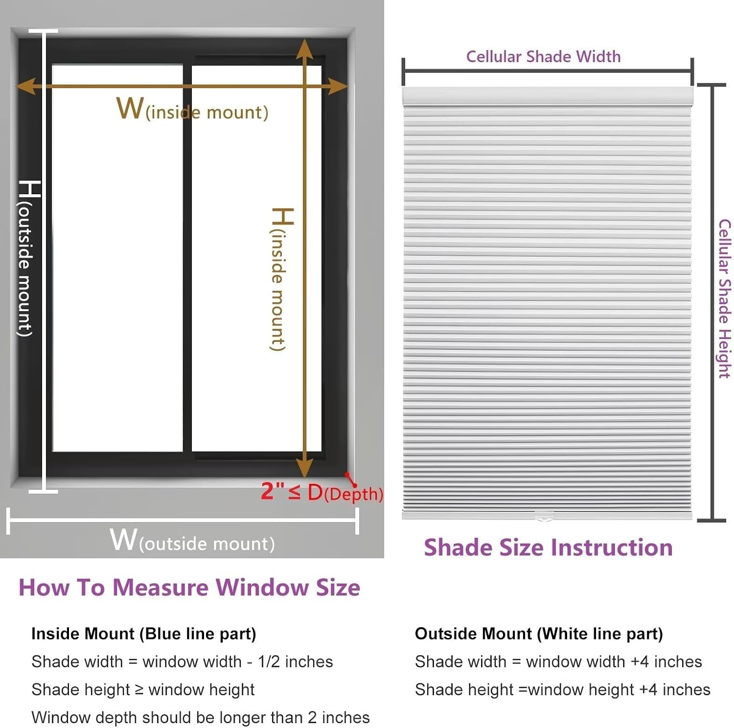 Cordless cellular shades, blackout room darkening black out honeycomb blinds for indoor windows bedroom, pull down pleated accordion blind easy install, shade size 34" Wx72 H, White - view 7