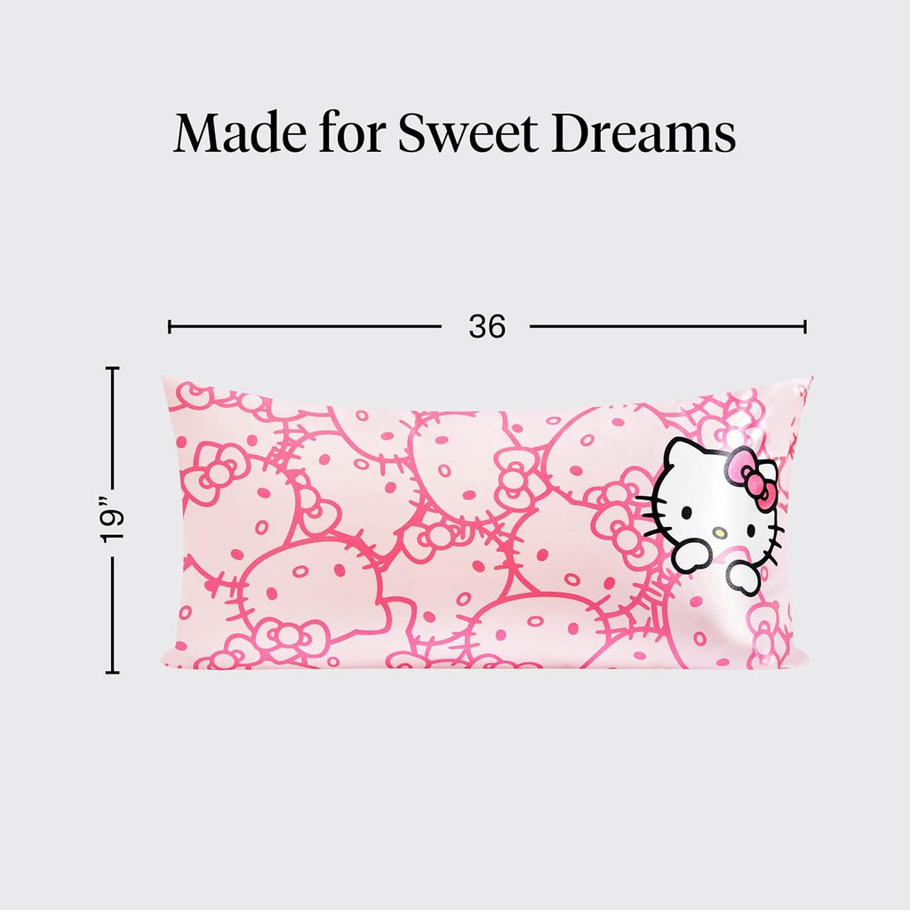 X Hello Kitty Satin Pillowcase - Size 19x36, Pink Kitty Faces | Softer Than Silk Pillow Cases, Smooth Cooling Satin Pillow Case Perfect for Toddlers, Wrinkle-Free, and Machine Washable - view 4