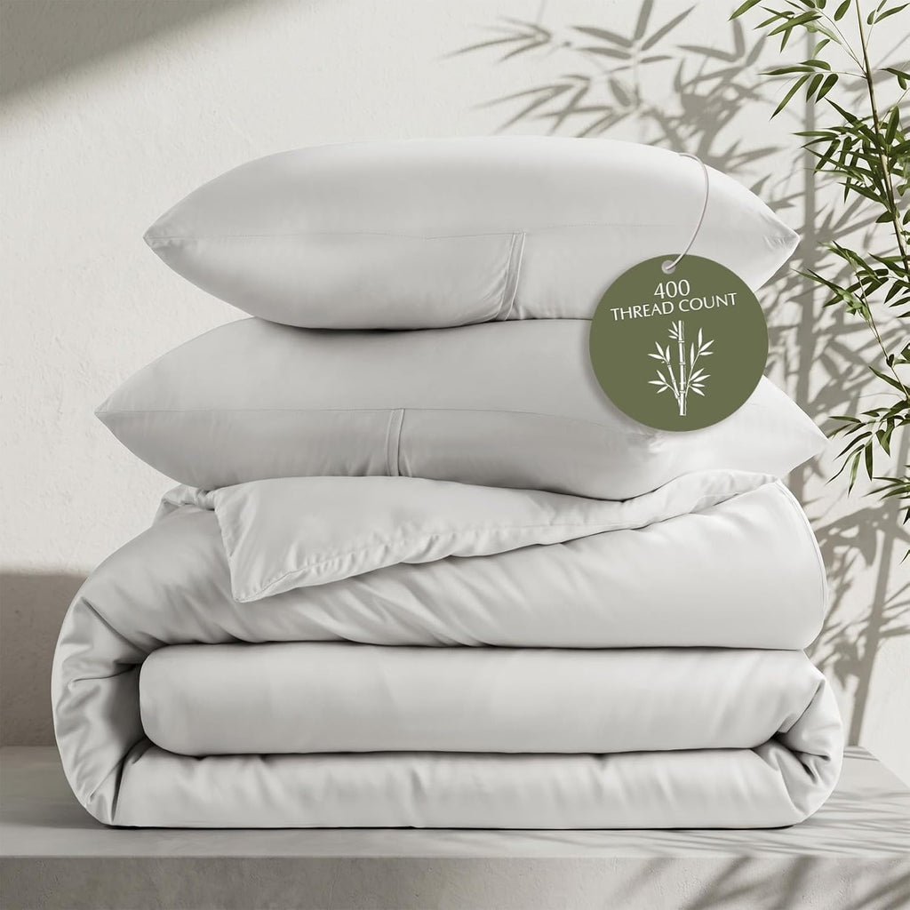 100% Rayon from Bamboo Duvet Cover Set, King Size, Dark Brown | 3-Piece 400TC Sateen Comforter Cover Bedding Set, Silky Soft, Cooling, Breathable for Hot Sleepers, 2 Pillow Shams, No Insert - view 7