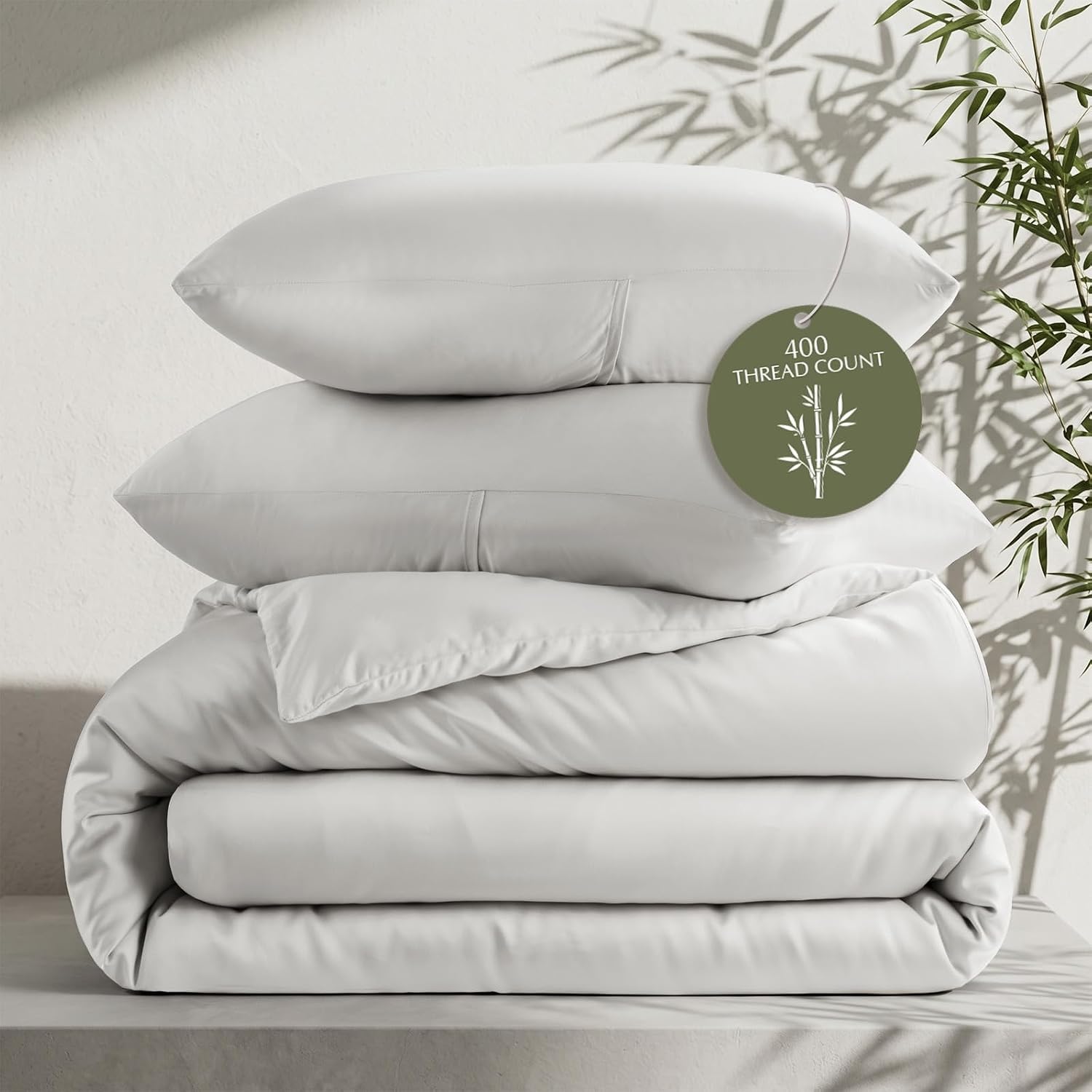 100% Rayon from Bamboo Duvet Cover Set, King Size, Dark Brown | 3-Piece 400TC Sateen Comforter Cover Bedding Set, Silky Soft, Cooling, Breathable for Hot Sleepers, 2 Pillow Shams, No Insert - view 7