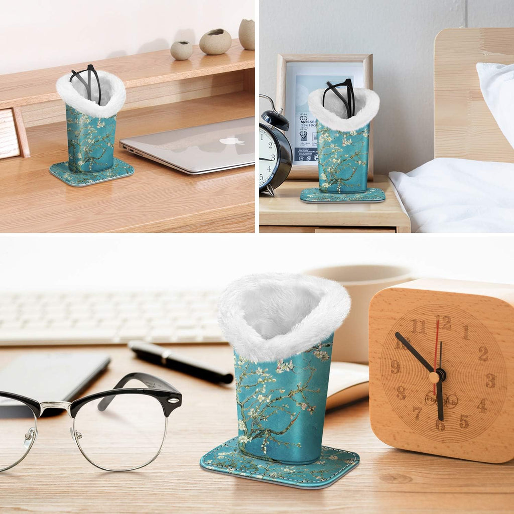 Plush Lined Eyeglasses Holder, Glasses Stand Case For Nightstand | Soft Plush Lining, Bedside Eyeglasses Holder, Office Desktop Organizer, Small Item Storage, Anti-Scratch - view 6