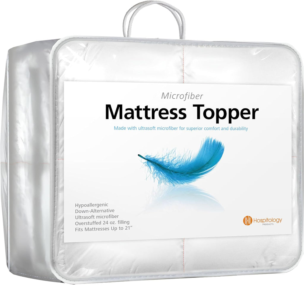 Hypoallergenic Mattress Cover- Overstuffed - Deep Pocket - Goose Down Alternative Pillow Top Mattress Topper Queen - 60" W x 80" L