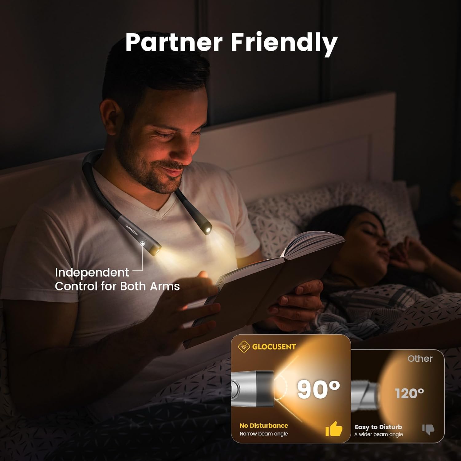 Reading Light,Bendable Neck Light,80-hr Rechargeable Book Light | 3-Color&6-Brightness, USB-C,Hands free LED Neck Reading Light,Women, Knitting, Repairing,Crafting，Christmas,Book Lovers Gifts - view 6
