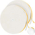 66Ft Foam Tapes Self Adhesive Foam Seal Strips 1/2In x 1/8In x 33.1Ft Each Roll Weatherstrips High Resilience Weather Stripping Door Seals for Door Soundproofing, Window Insulation (2R, White)