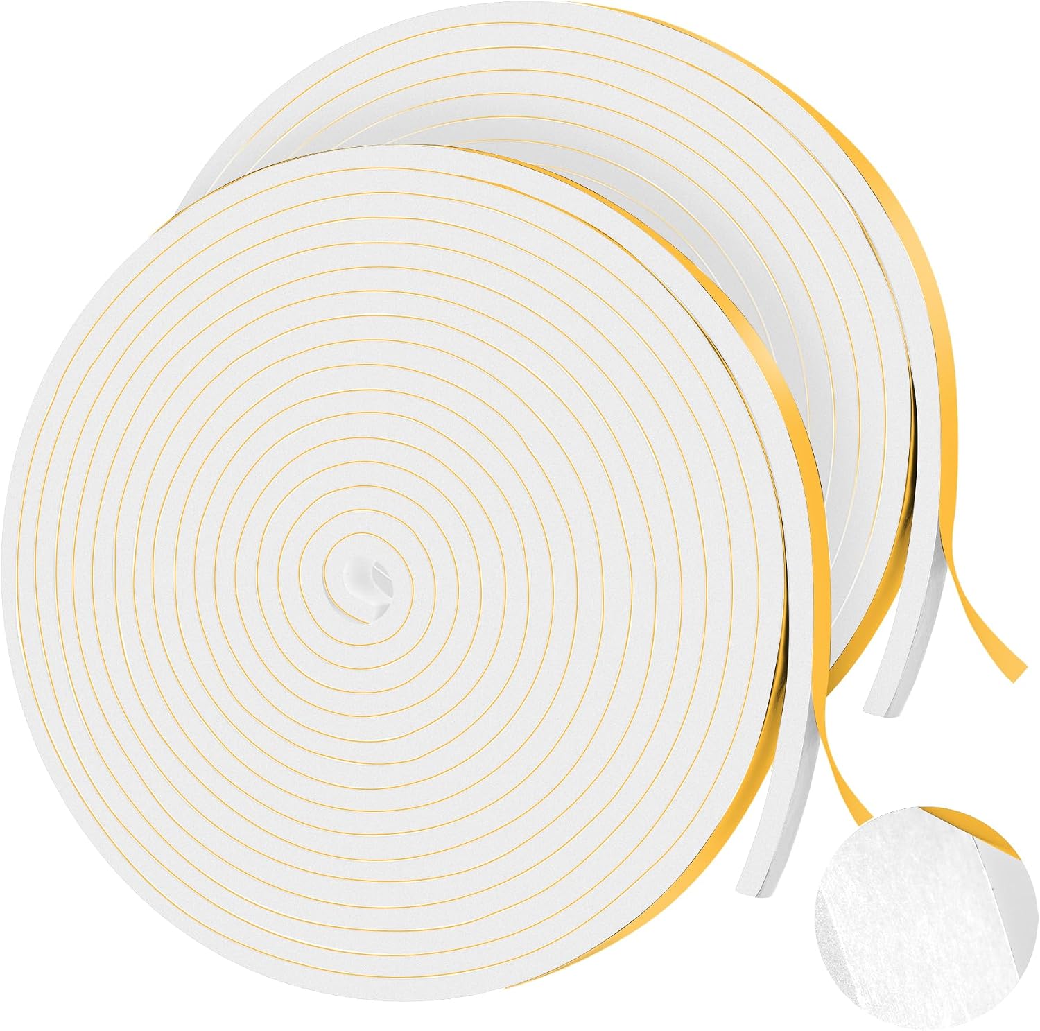 66Ft Foam Tapes Self Adhesive Foam Seal Strips 1/2In x 1/8In x 33.1Ft Each Roll Weatherstrips High Resilience Weather Stripping Door Seals for Door Soundproofing, Window Insulation (2R, White)