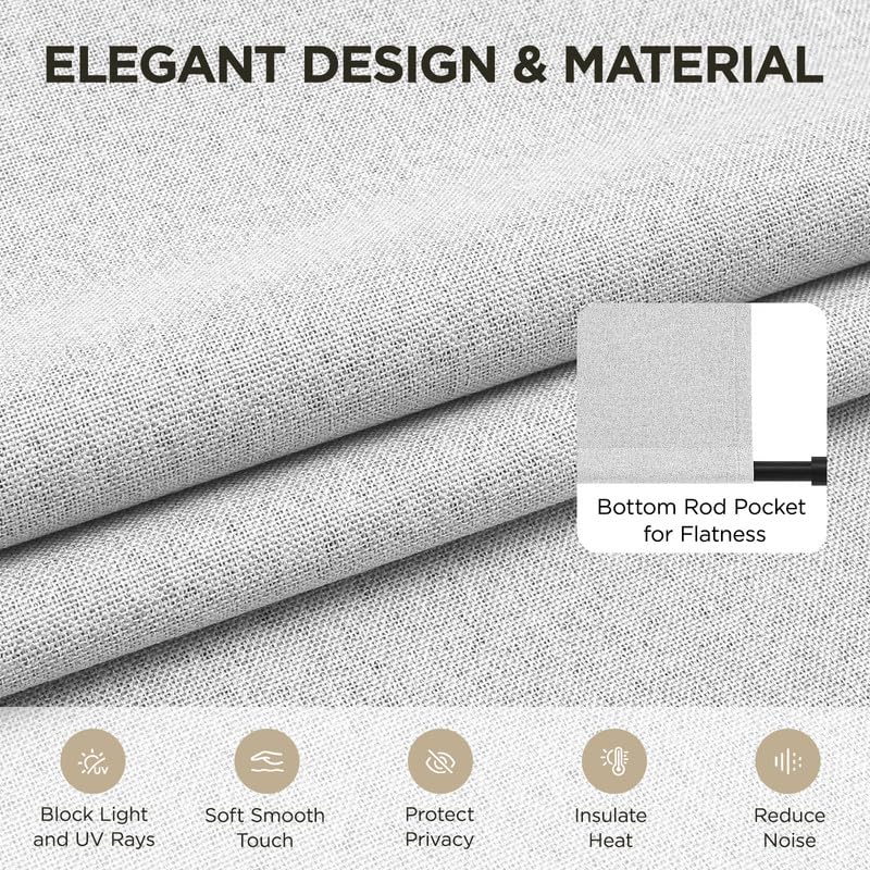 100% Blackout Linen French Door Curtain 30x40 Inch, White - view 4