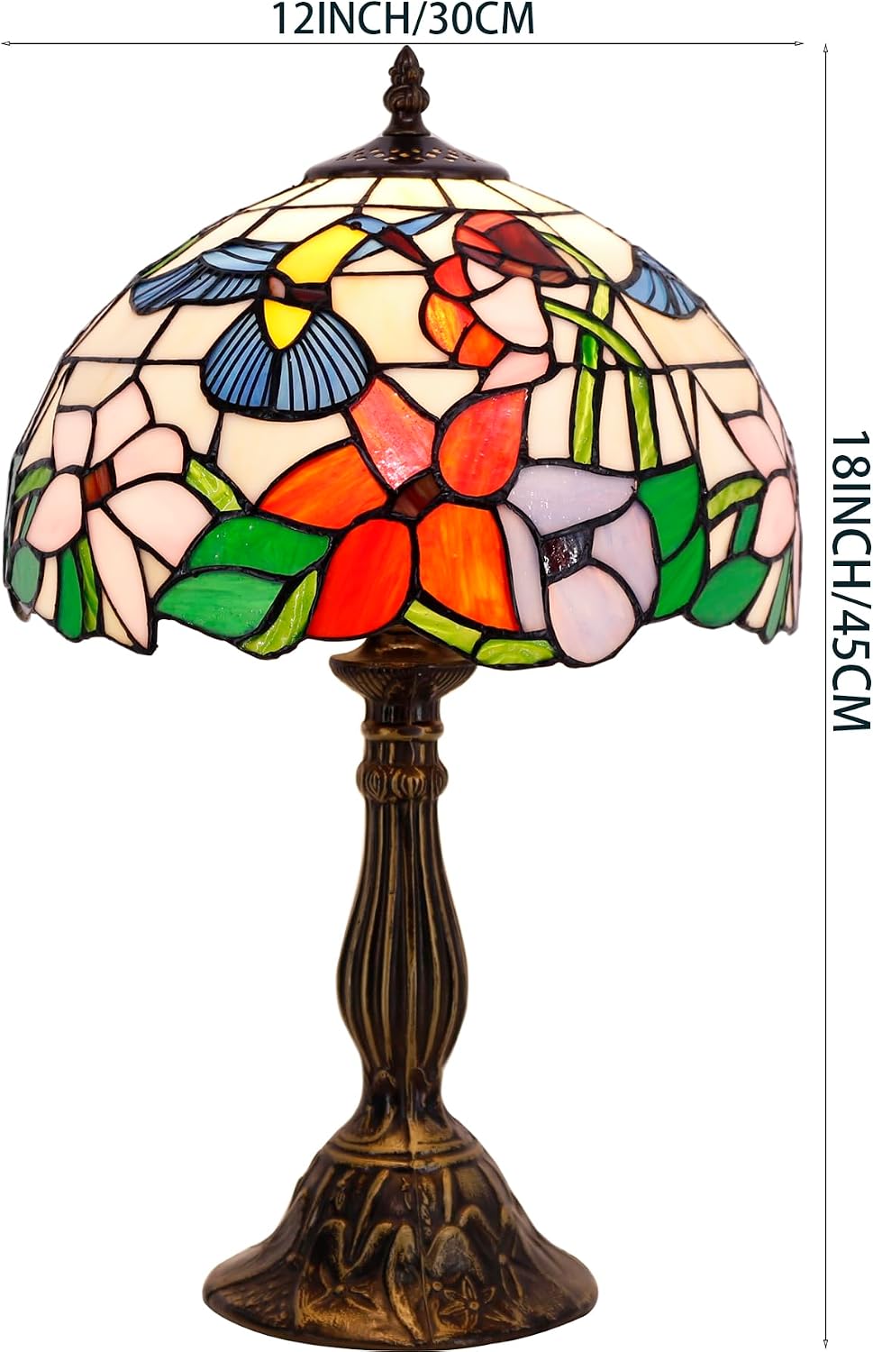 Tiffany Lamp Stained Glass Lamp Hummingbird Bedside Table Lamp | Desk Reading Light 12X12X18 Inches Decor Bedroom Living Room Home Office S101 Series Style - view 7