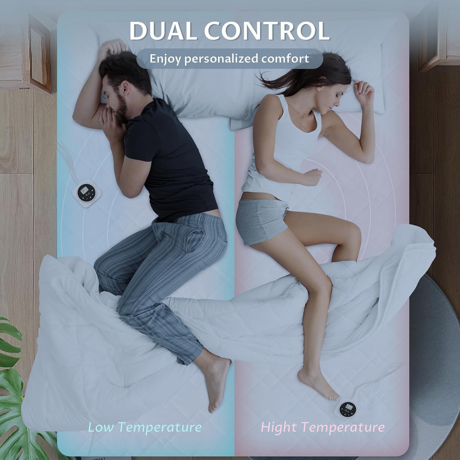 Heated Mattress Pad King Size, Dual Control, 12 Heat Settings | Preheat and memory functions, 1-12 hour auto-off, lighted buttons, ETL & FCC listed, 78" × 80" - view 4
