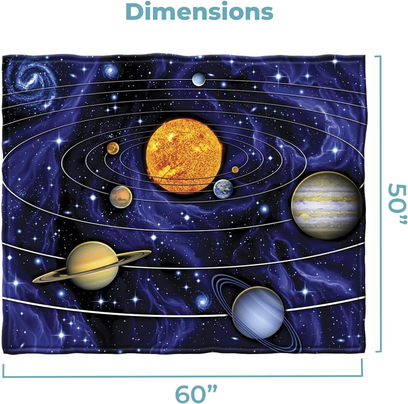 Fleece throw blanket - 50x60-inch plush space blanket with solar system design for kids and adults - soft and cozy for bed, couch, or travel - view 4