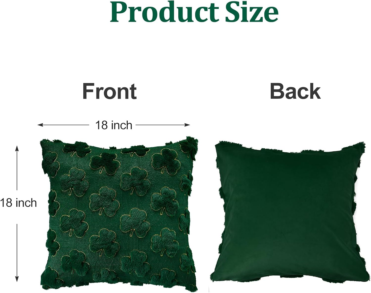 St Patricks Day Decorations Pillow Covers 18x18 inch Set of 2 Home Decor | Shamrock Shaped Pattern Faux Fur Soft Plush Home Decor St Patricks Pillow Case for Indoor Outdoor Sofa Bedroom Living Room - view 2
