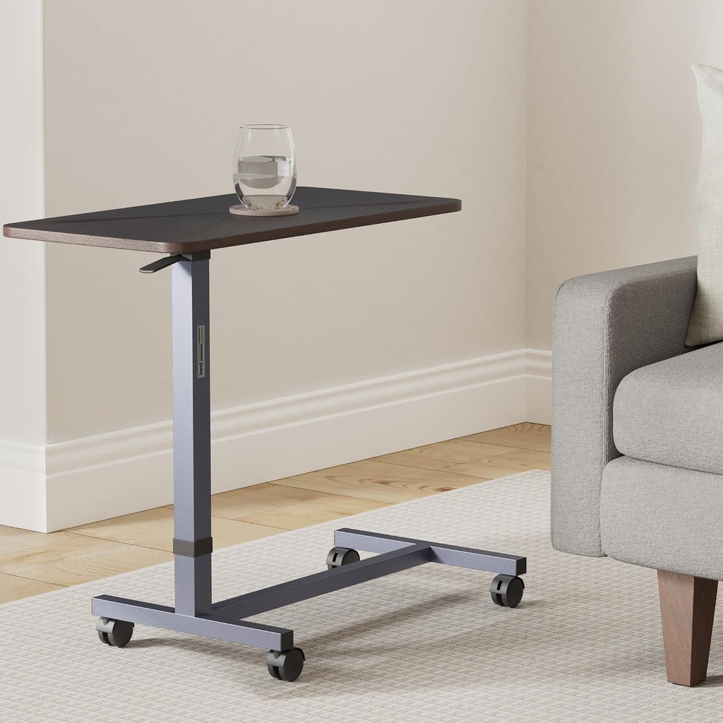 Height Adjustable Automatic Overbed Table - Woodgrain Top with Locking Wheels, Perfect for Hospital and Home Use - Table for Easy Access and Convenience for Adults and Seniors - view 2
