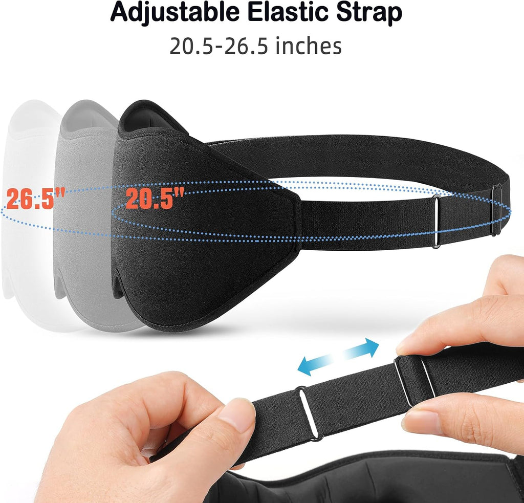 Sleep Mask for Side Sleeper Women Men, Eye Mask for Sleeping | Light Blocking 3D Contoured Sleeping Mask, Soft Breathable Sleep Eye Mask with Adjustable Elastic Strap for Travel, Black - view 6