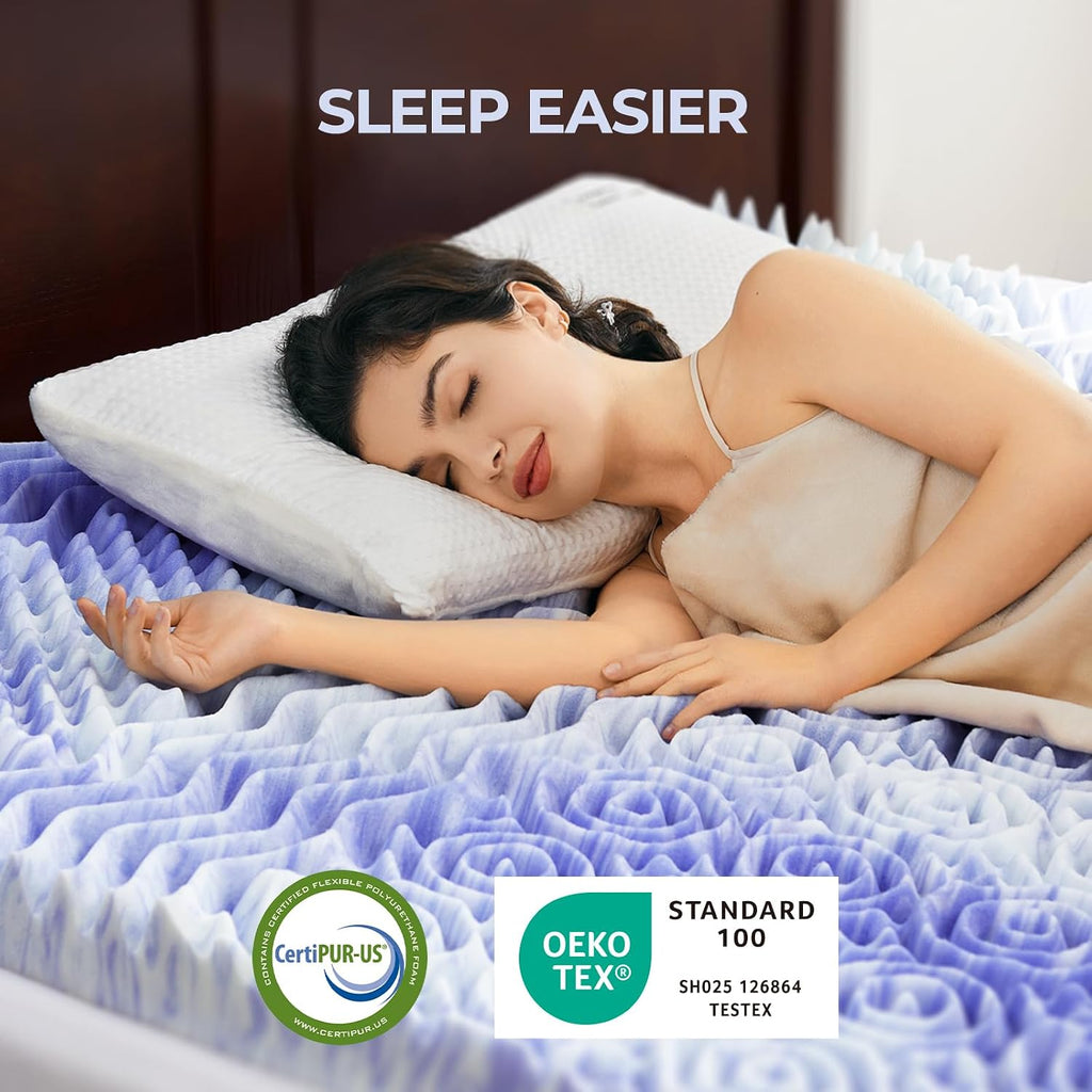 Twin XL mattress topper, 3 inch mattress topper twin XL 7-zone memory foam pressure relief soft mattress pad, made with CertiPUR-US certified foam, Oeko-Tex certified - view 3