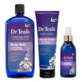 Melatonin sleep bath gift set (foaming bath (34 oz), body lotion (8 oz), & sleep spray (6oz) - stress relief lavender & melatonin promotes better sleep - at home spa kit - relax before bed