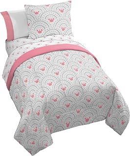 Disney Minnie Mouse Twin Comforter Set 5 Piece Bedding for Girls, Grey